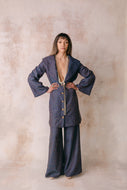 The Brandy Wide Leg Trousers | Galaxy Tweed - SARAROSE