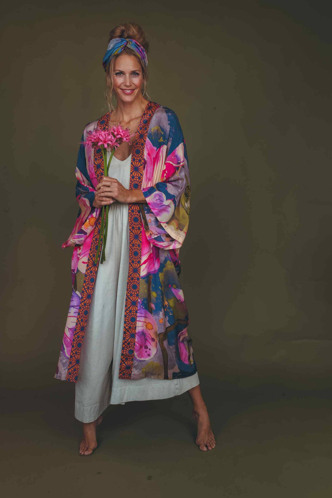 Powder Design inc - Denim Orchid Kimono Gown - SARAROSE